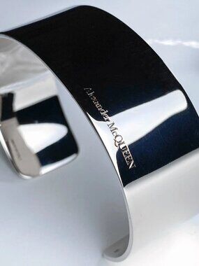 Alexander McQueen Wide Metal Open Cuff Bracelet M NWT